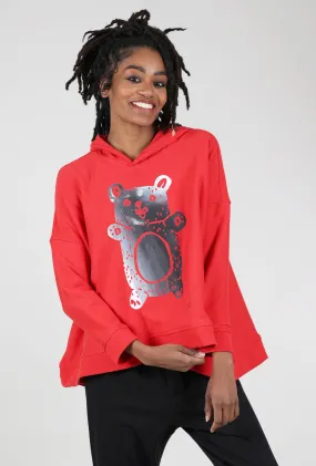 Print Hoodie Sweat, Red/Bear