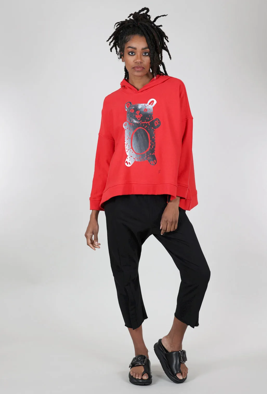 Print Hoodie Sweat, Red/Bear