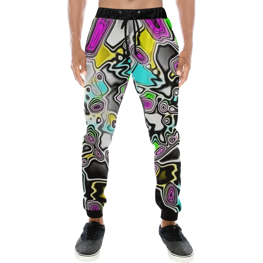 Psychedelic Paint Drop All Over Print Light-Weight Men's Jogger Sweatpants (Non Fleece Lined)