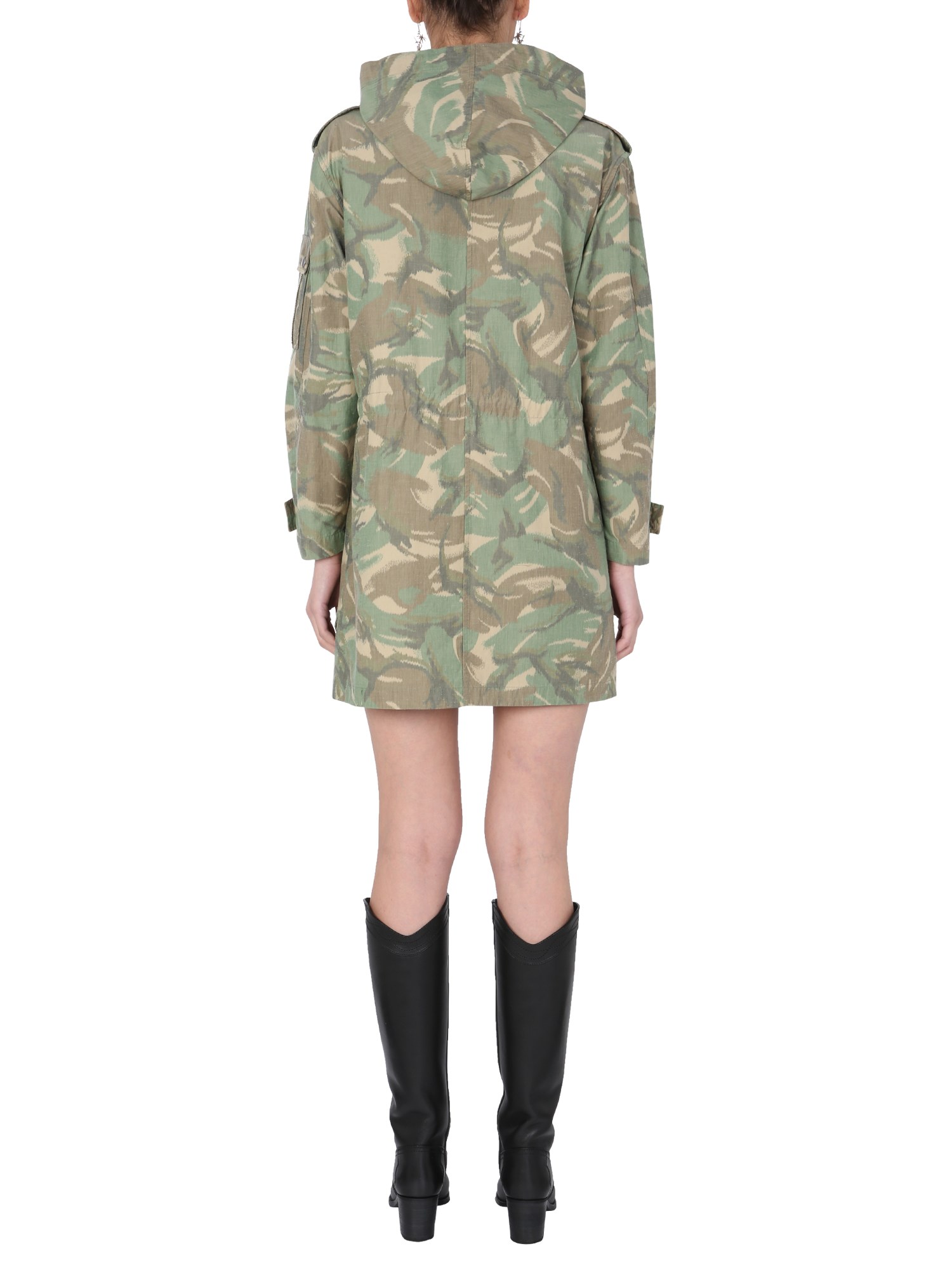 SAINT LAURENT    COTTON PARKA WITH CAMOUFLAGE PRINT