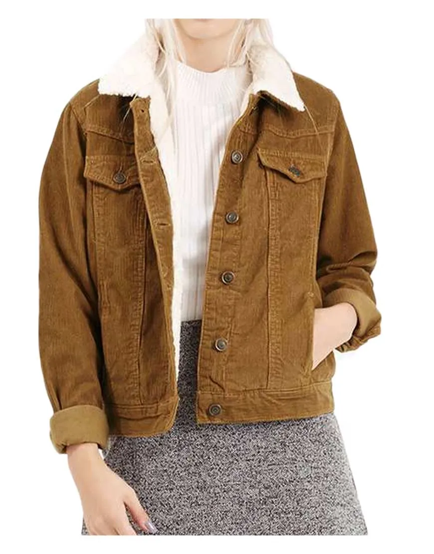 Shearling Womens Corduroy Jacket - UJackets