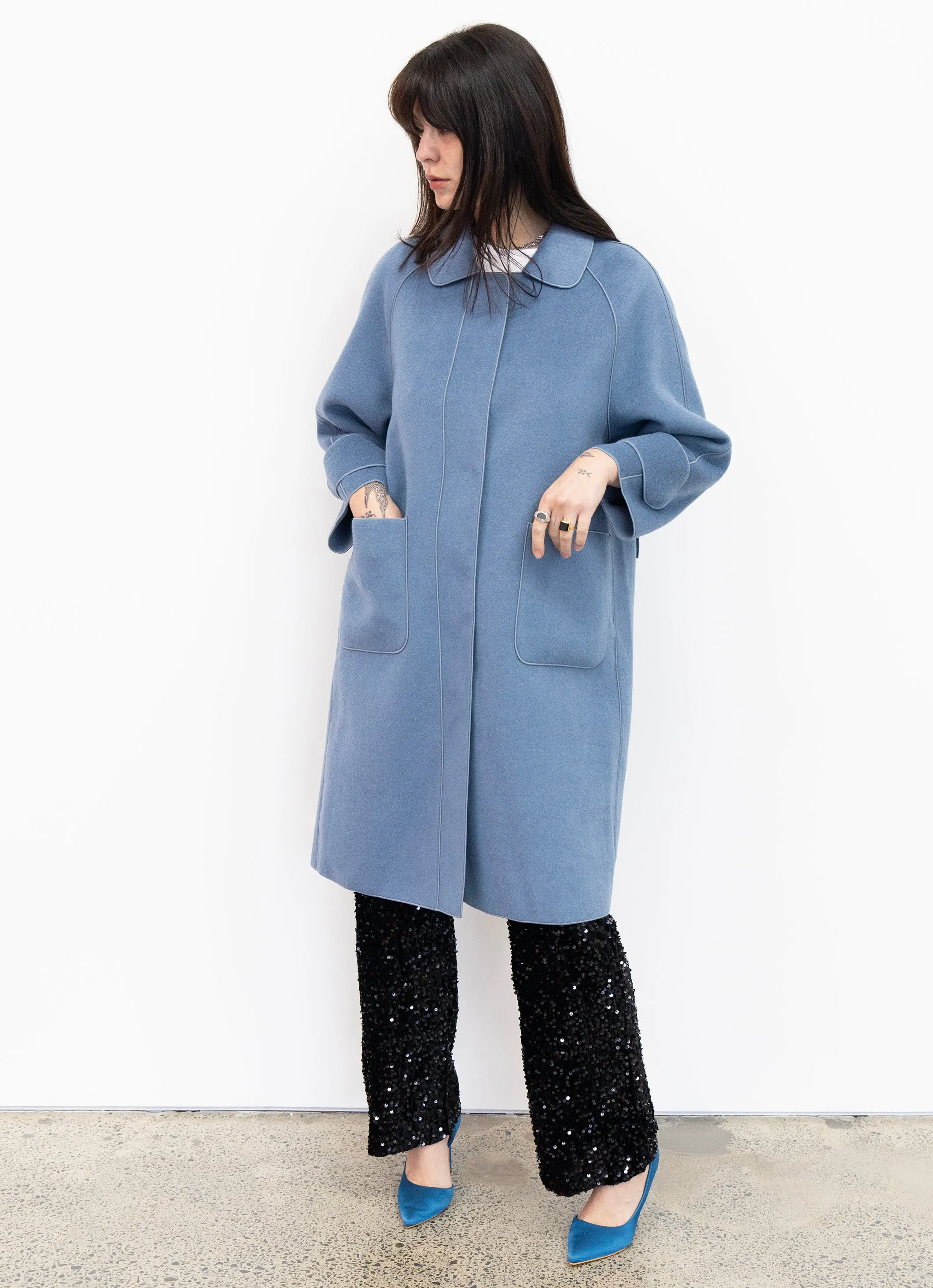 Sienna Wool Coat (light Prussian blue)