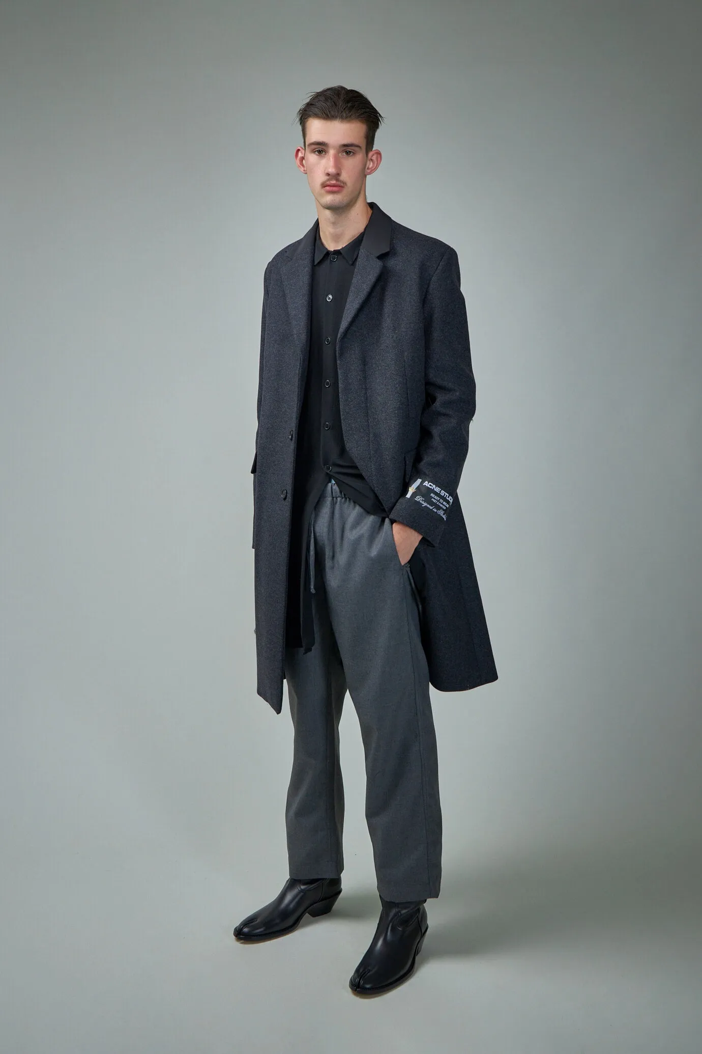 Single-Breasted Wool Blend Coat