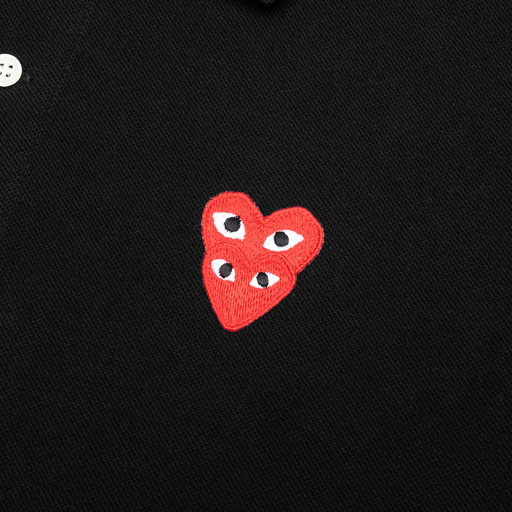 Stacked Heart Polo Shirt - Black