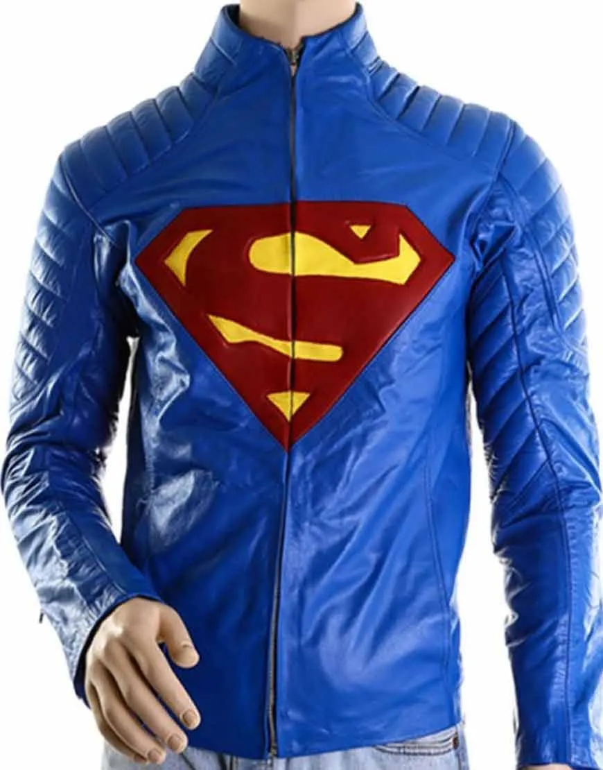 Superman And Lois Leather Jacket | Superman And Lois Blue Logo Jacket