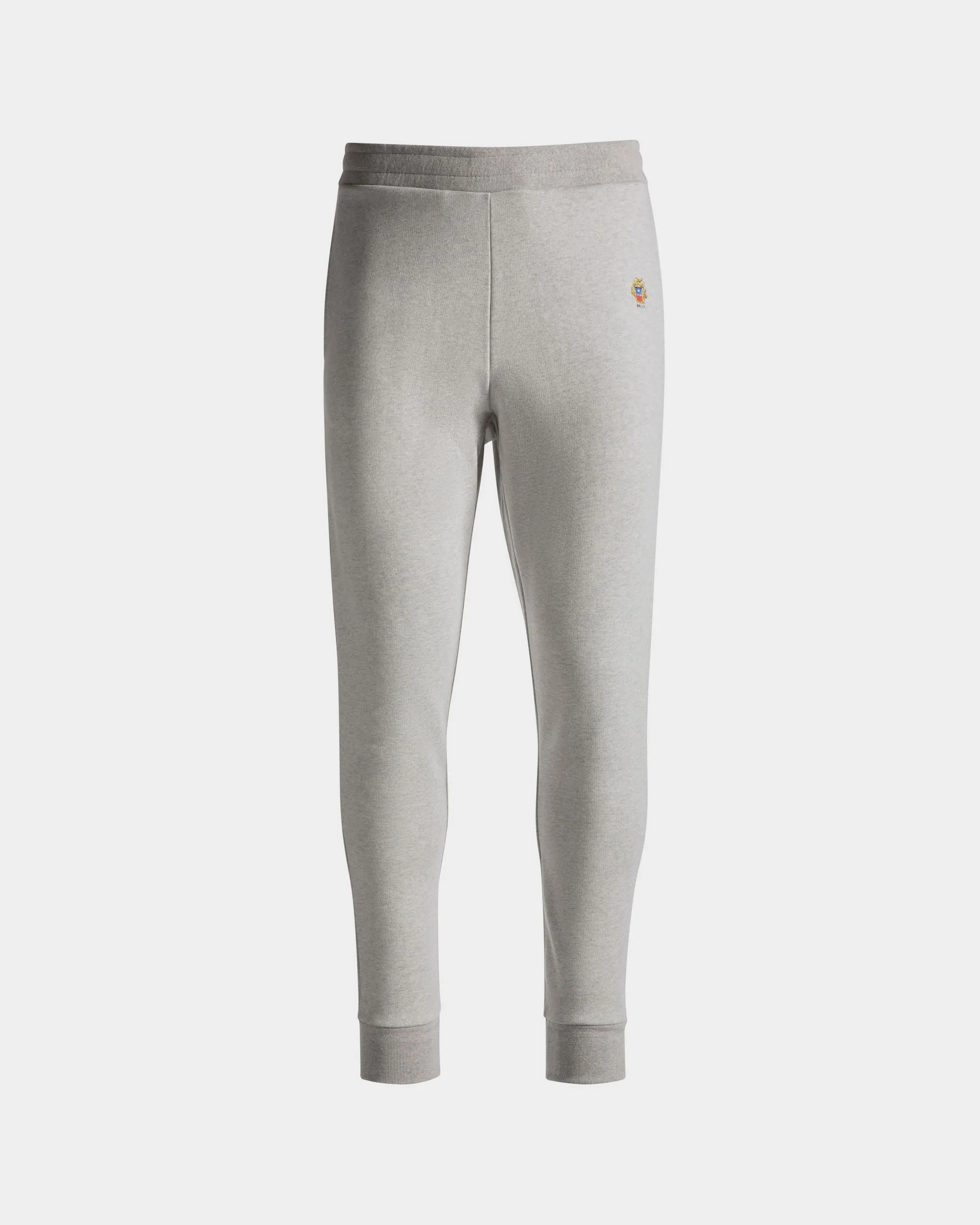 Sweatpants With a Bally Crest Logo In Grey Melange Cotton 