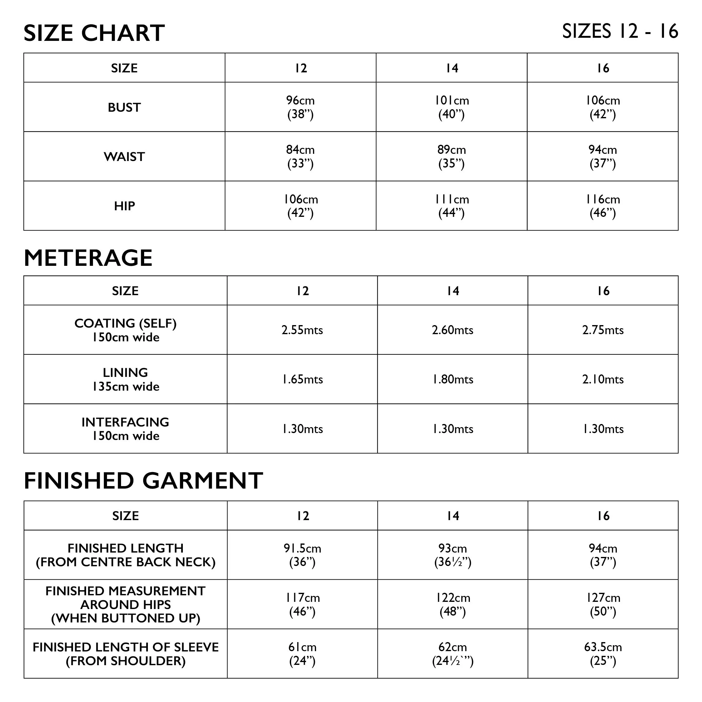 TESSUTI  Oslo Coat Sewing Pattern (12 - 16)