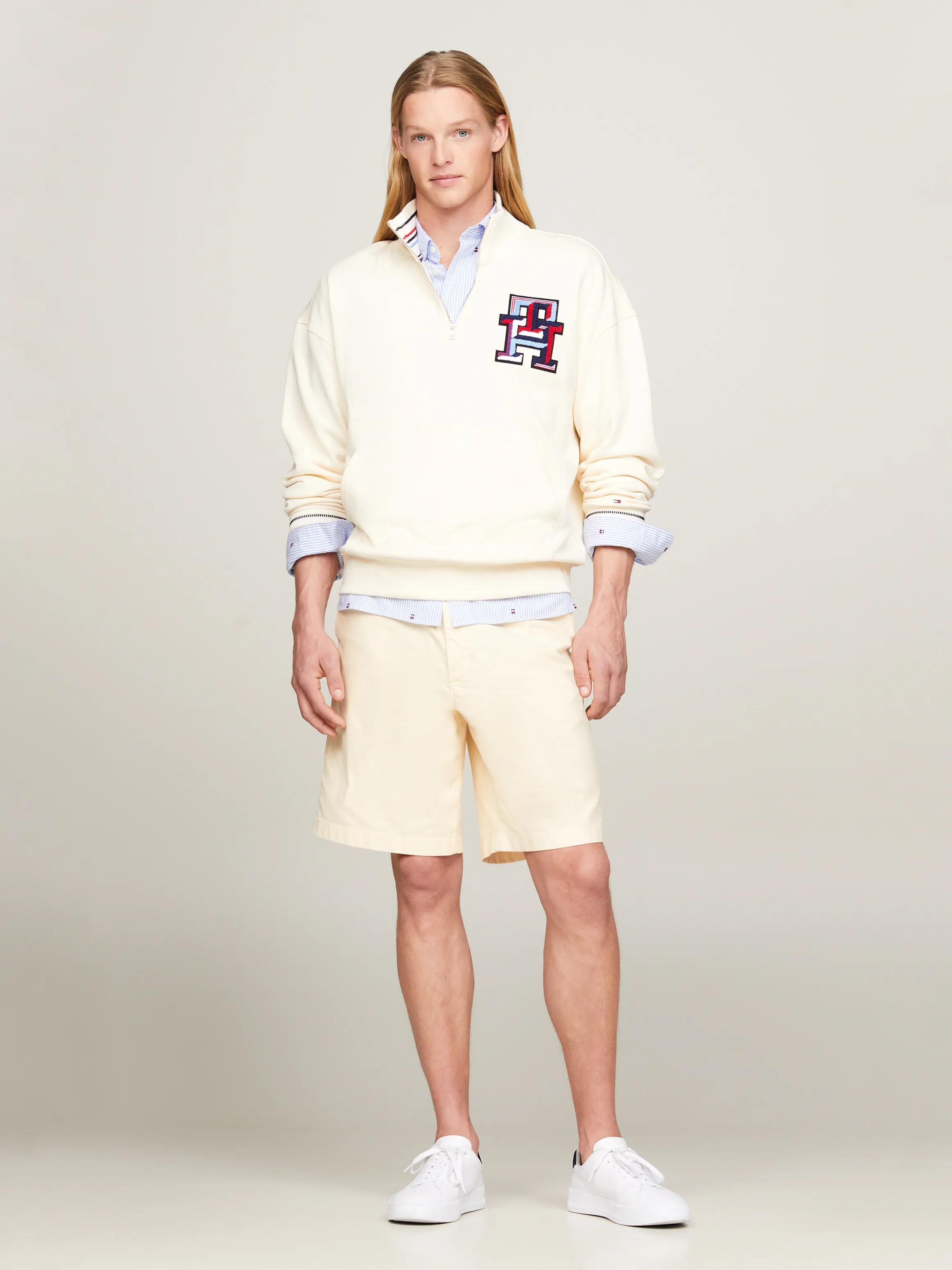 TH Monogram Tipped Quarter-Zip Sweatshirt | Sweatshirts & Hoodies | Tommy Hilfiger