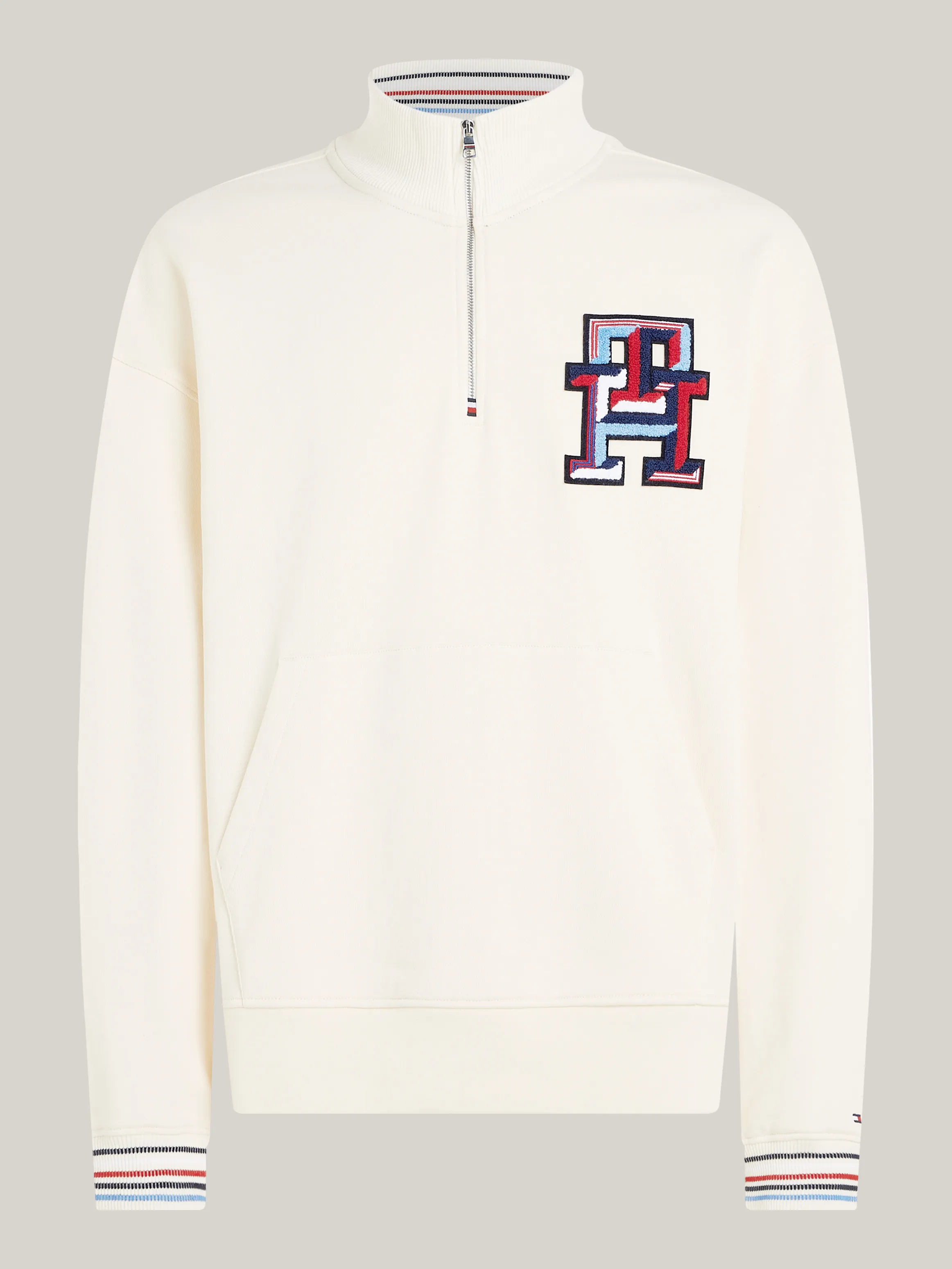 TH Monogram Tipped Quarter-Zip Sweatshirt | Sweatshirts & Hoodies | Tommy Hilfiger