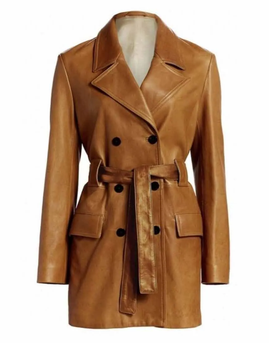 The Flight Attendant Kaley Cuoco Leather Coat | Ujackets.com