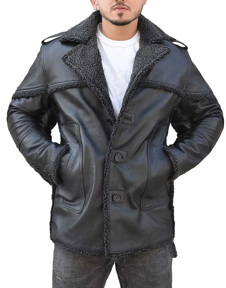 The Punisher 2 Billy Russo Coat - Ben Barnes Black Shearling Coat