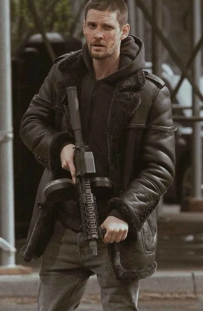 The Punisher 2 Billy Russo Coat - Ben Barnes Black Shearling Coat