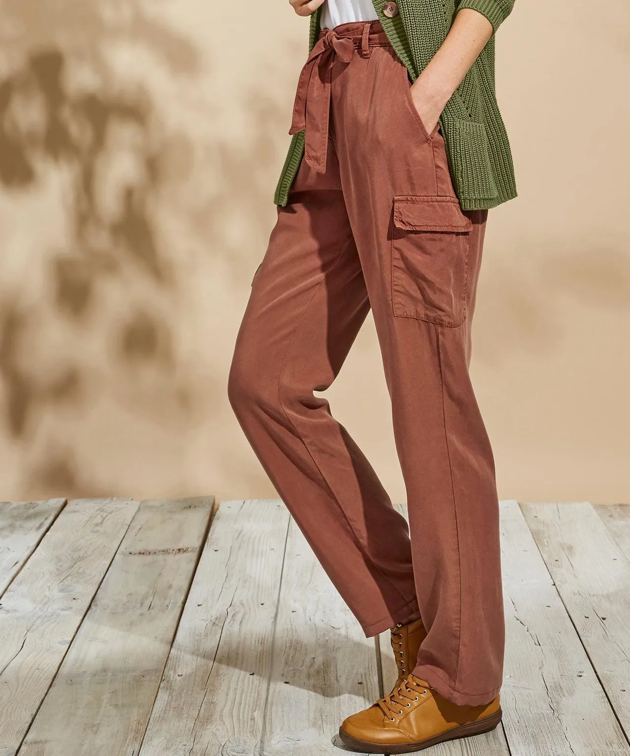 Tie Waist Cargo Trousers