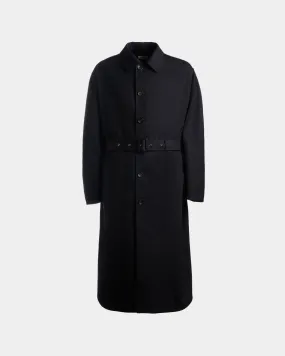 Trench Coat in Navy Blue Mix Cotton 