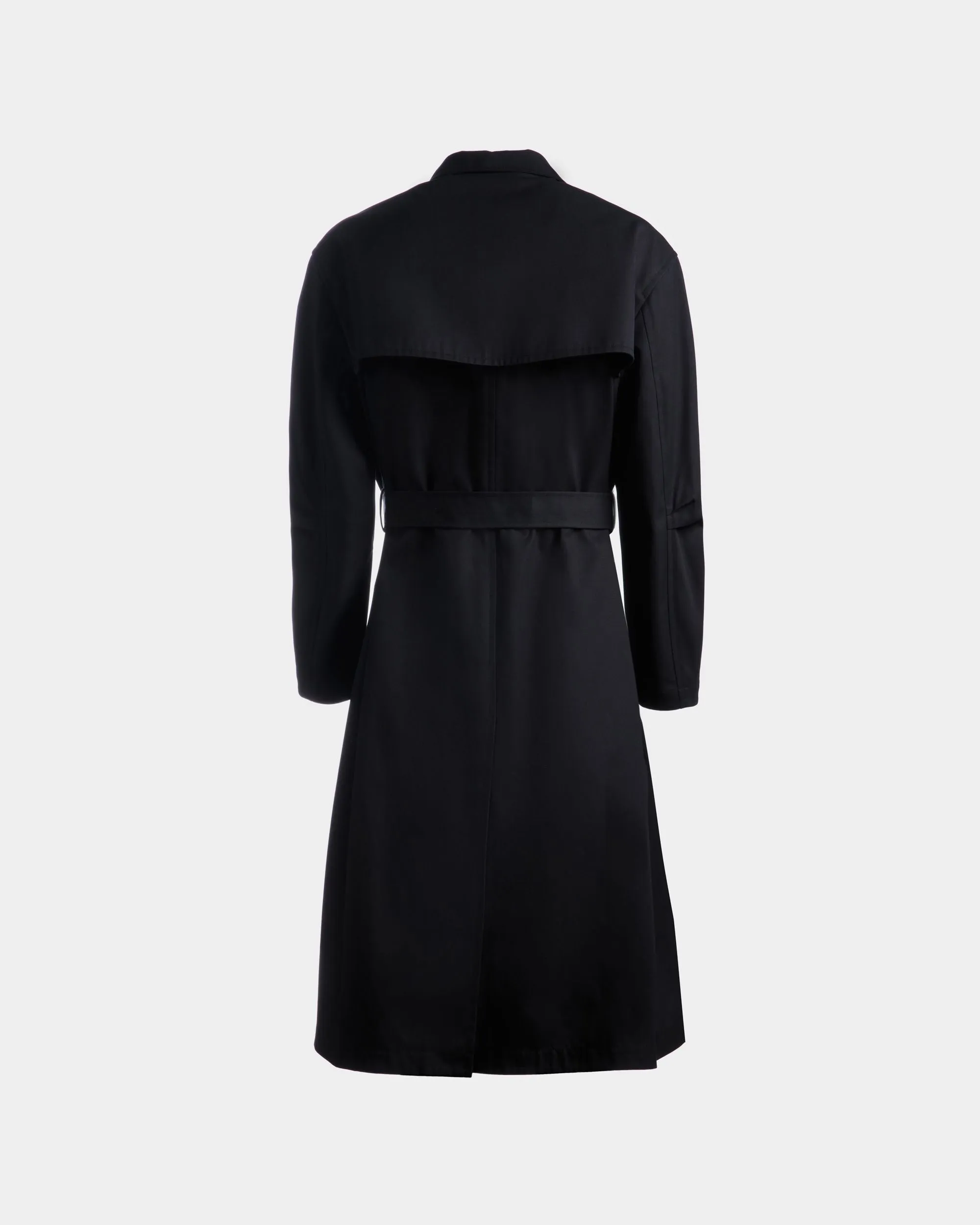 Trench Coat in Navy Blue Mix Cotton 