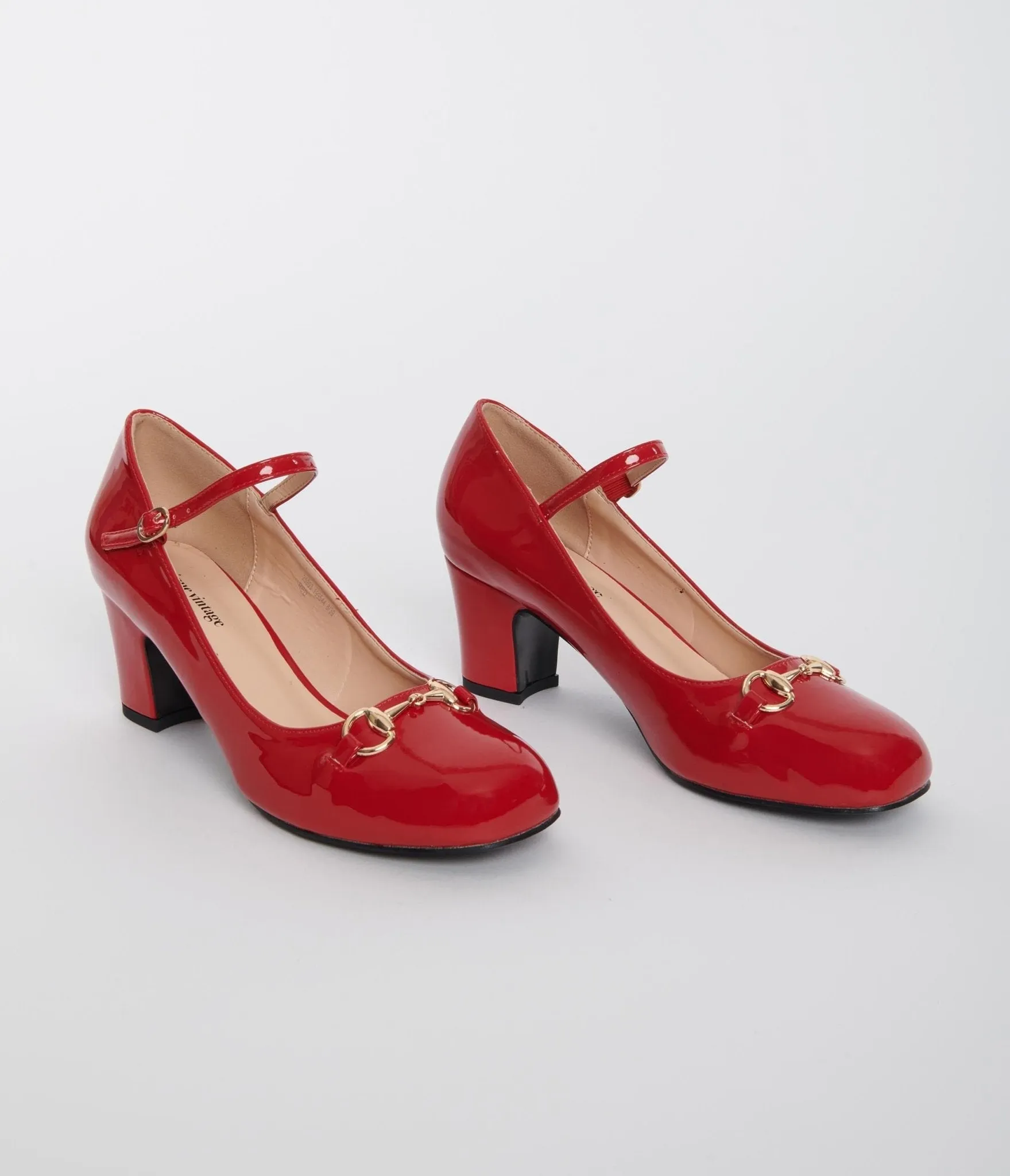 Unique Vintage 1970s Red Patent Leatherette Mary Jane Heels