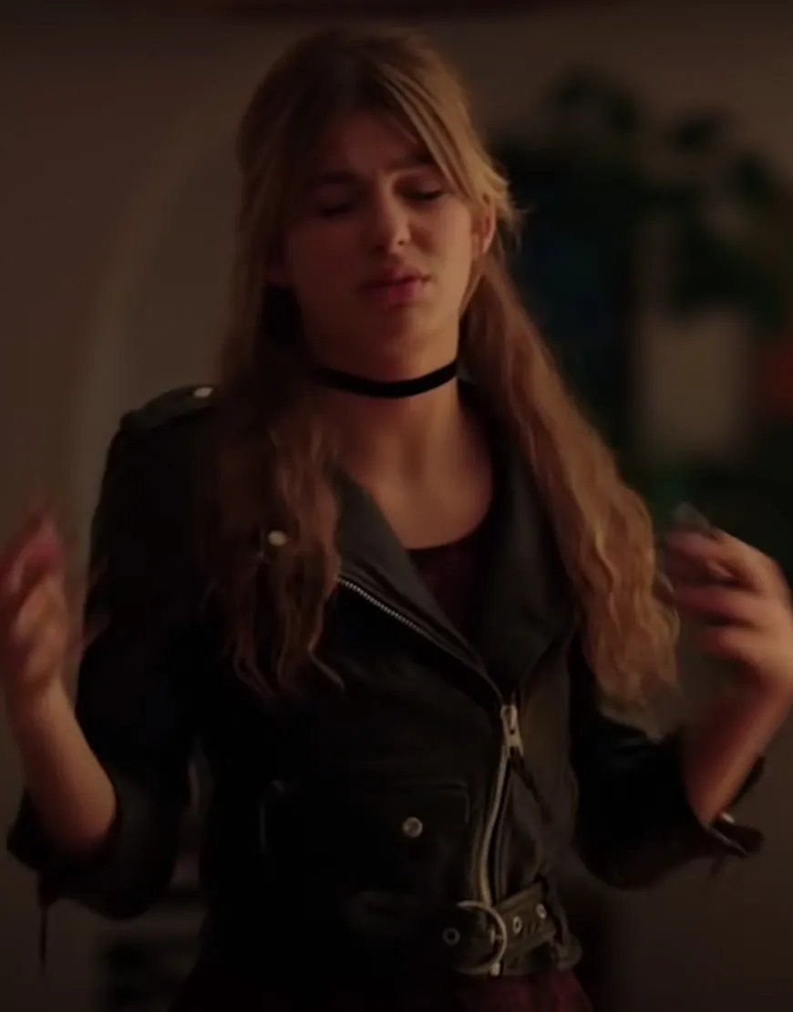 Valley Girl Camila Morrone Jacket | Black Bikers Leather Jacket | ujackets