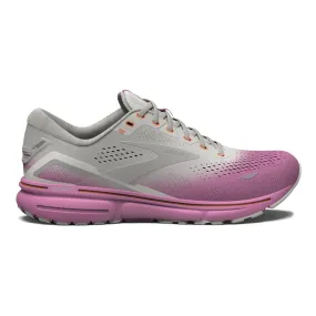 Women's Brooks Ghost 15, Grey/Coconut/Fuchsia, 12 B Medium