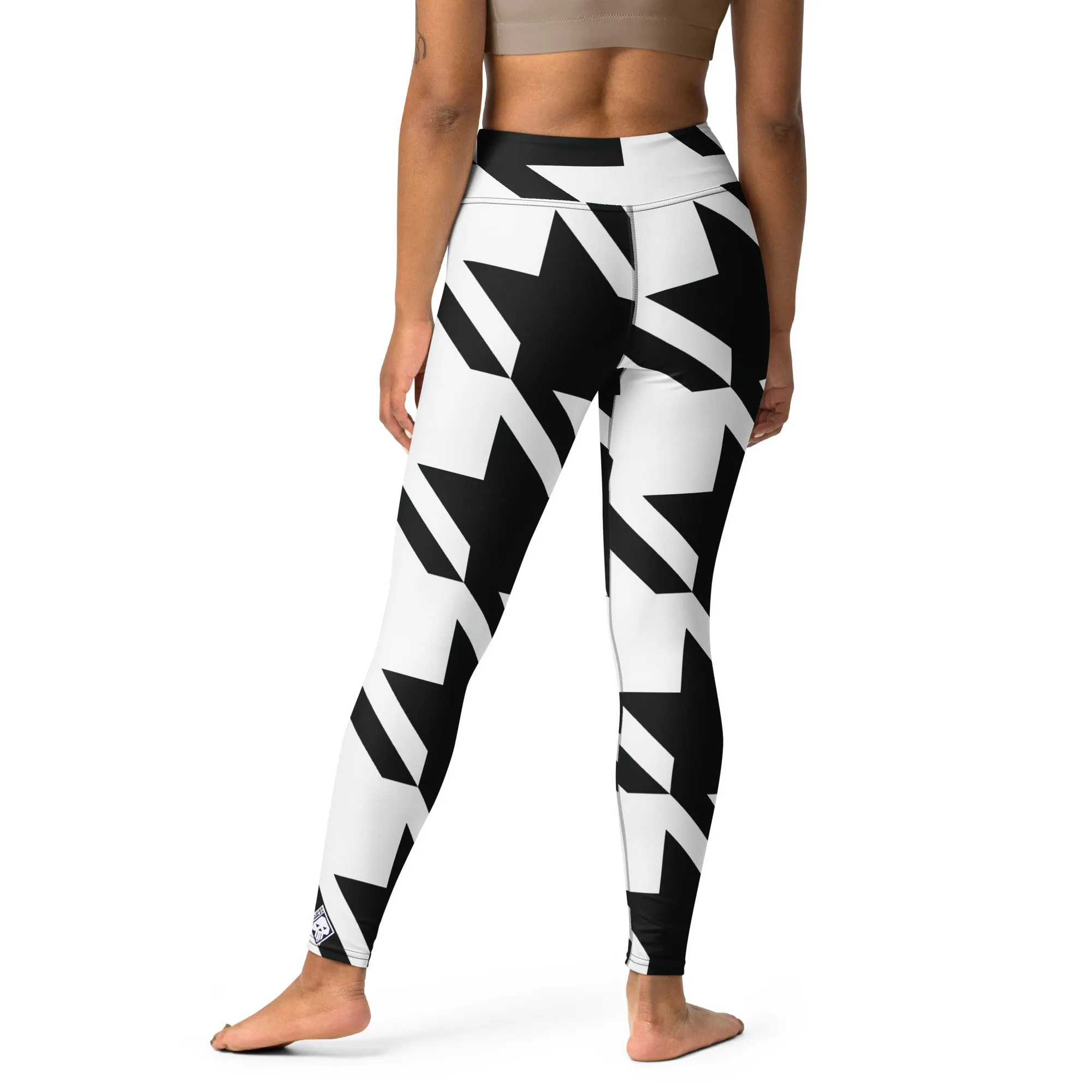 Womens High Waist Houndstooth Yoga Pants Leggings 001