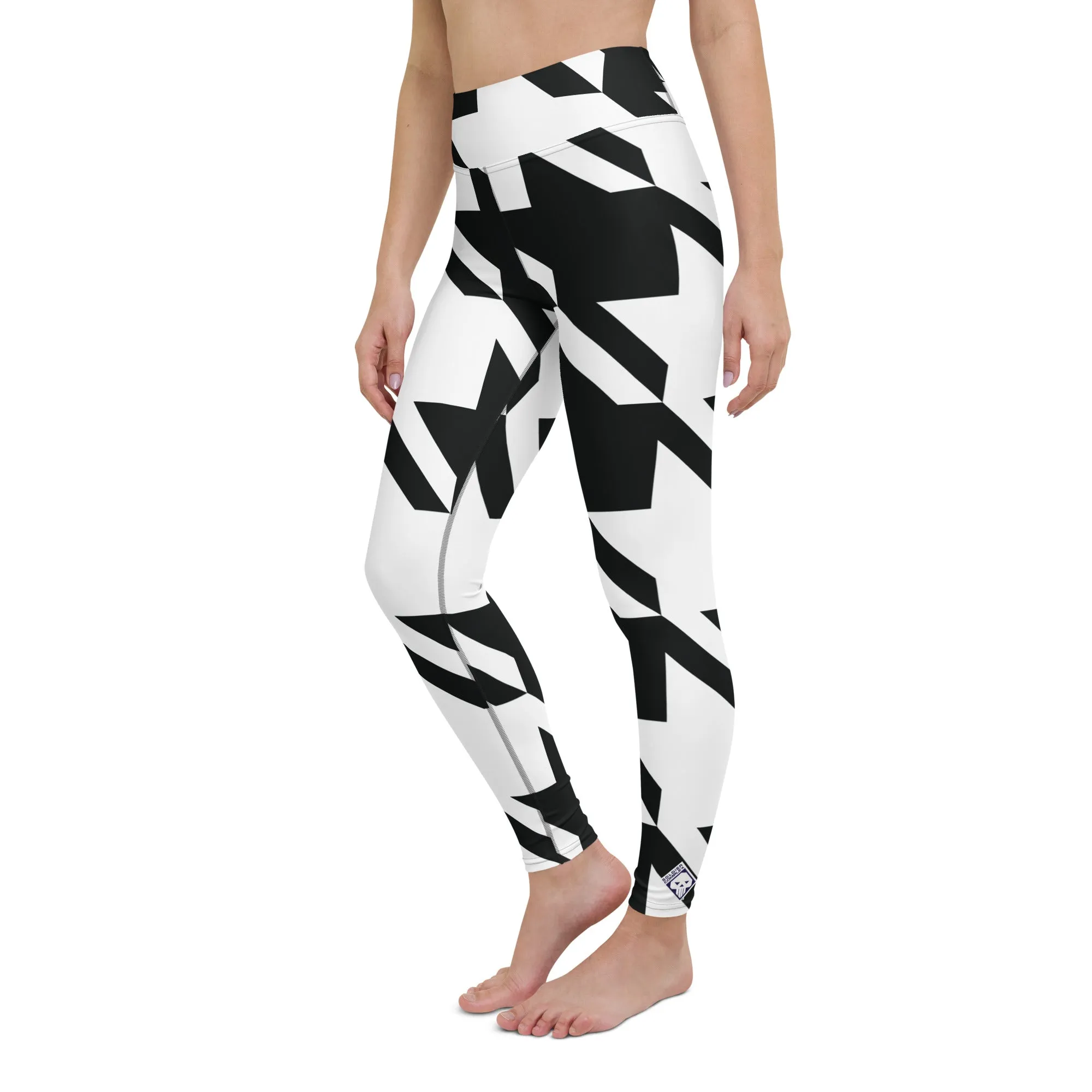 Womens High Waist Houndstooth Yoga Pants Leggings 001