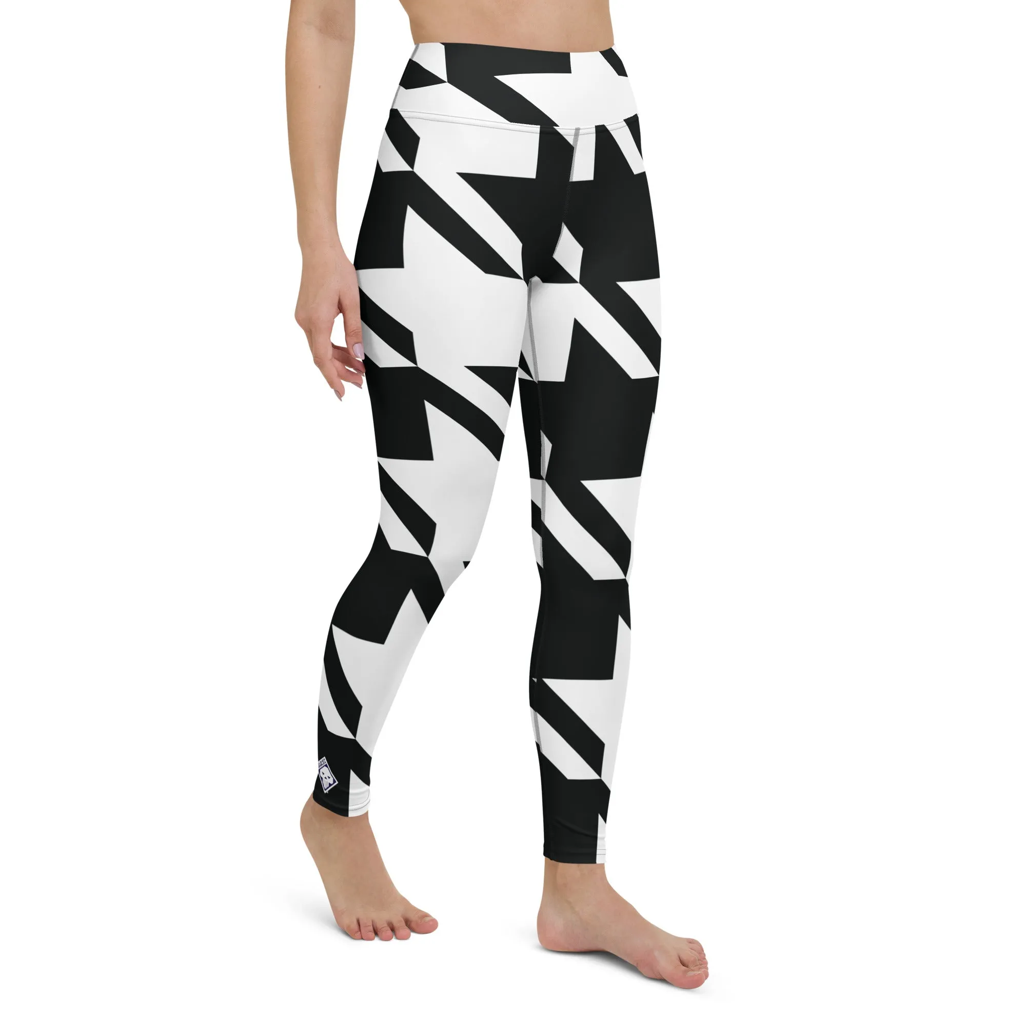 Womens High Waist Houndstooth Yoga Pants Leggings 001