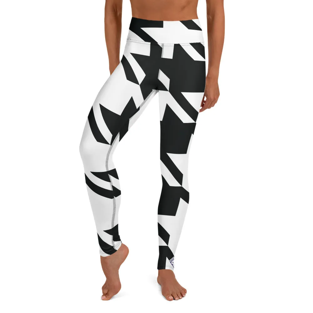 Womens High Waist Houndstooth Yoga Pants Leggings 001