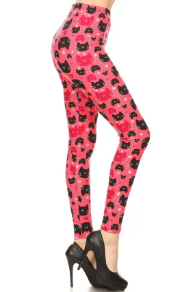 Women's Plus colorful Cat Faces Pattern Printed Leggings