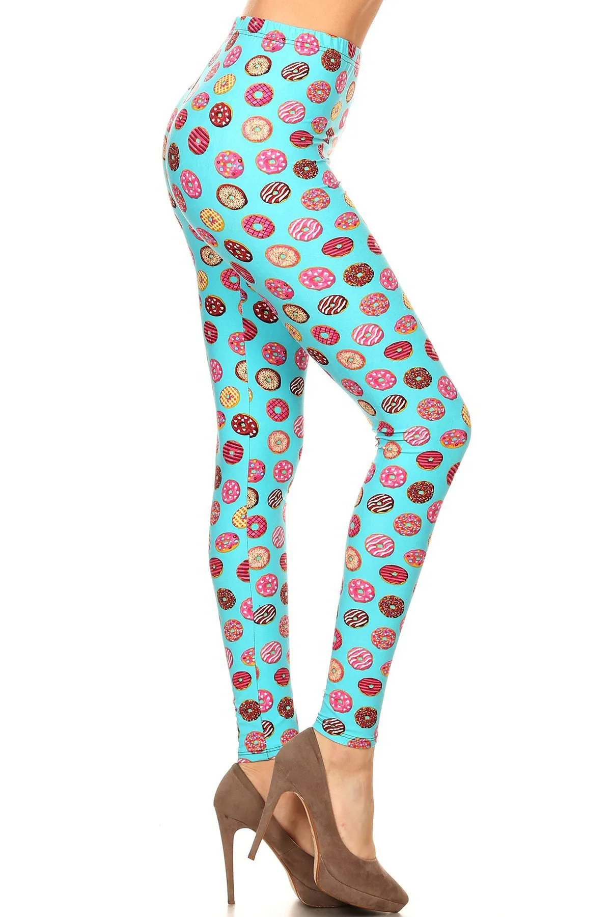 Women's Plus Donuts Yum Yum Pattern Printed Leggings