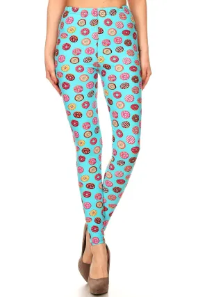 Women's Plus Donuts Yum Yum Pattern Printed Leggings