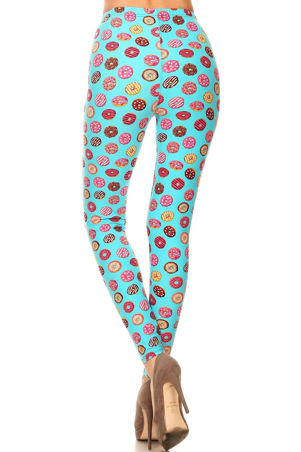 Women's Plus Donuts Yum Yum Pattern Printed Leggings