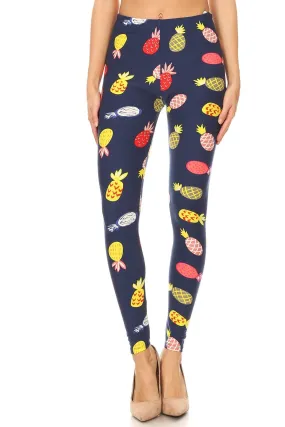 Women's Regular Colorful Pineapple Fruit Pattern Printed Leggings