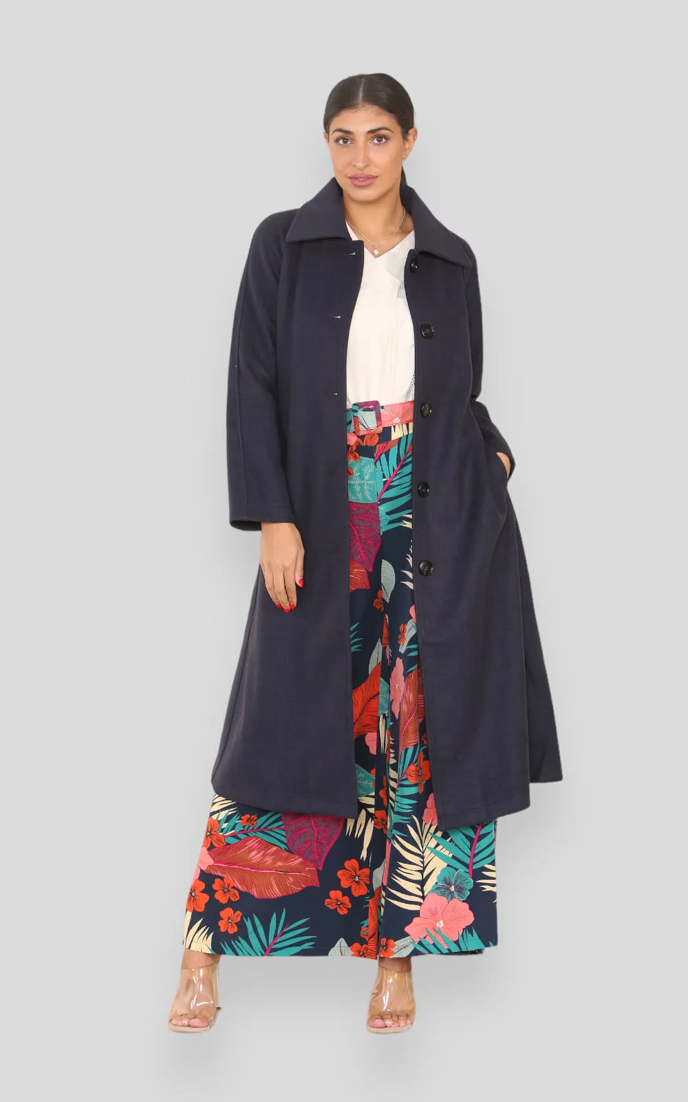 Women's solid Wool Blue Coat