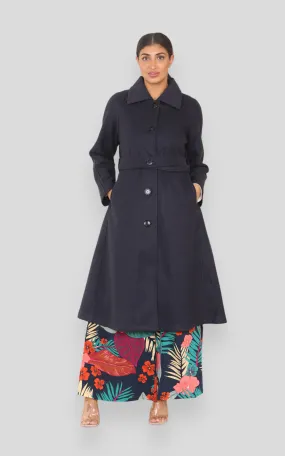 Women's solid Wool Blue Coat