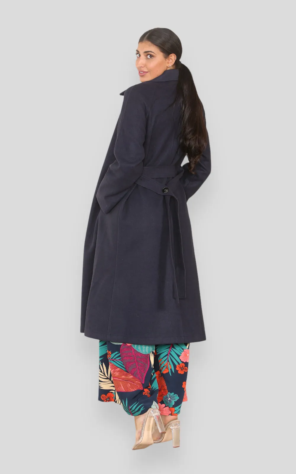 Women's solid Wool Blue Coat