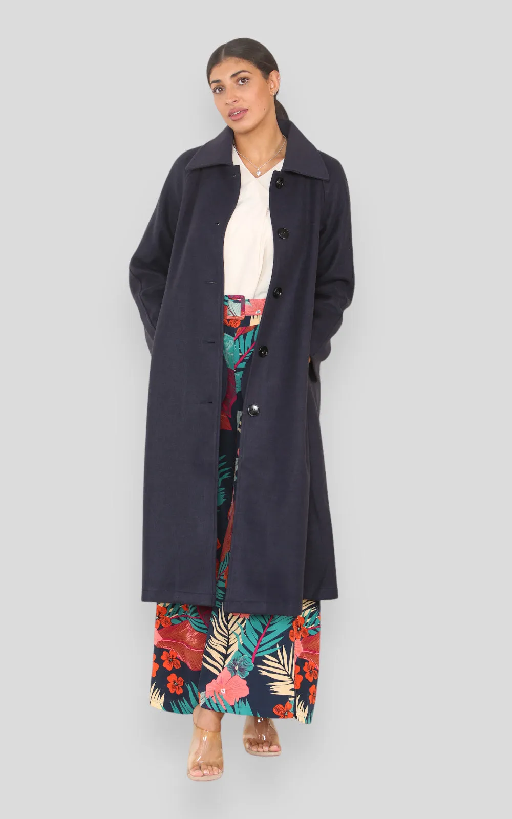 Women's solid Wool Blue Coat