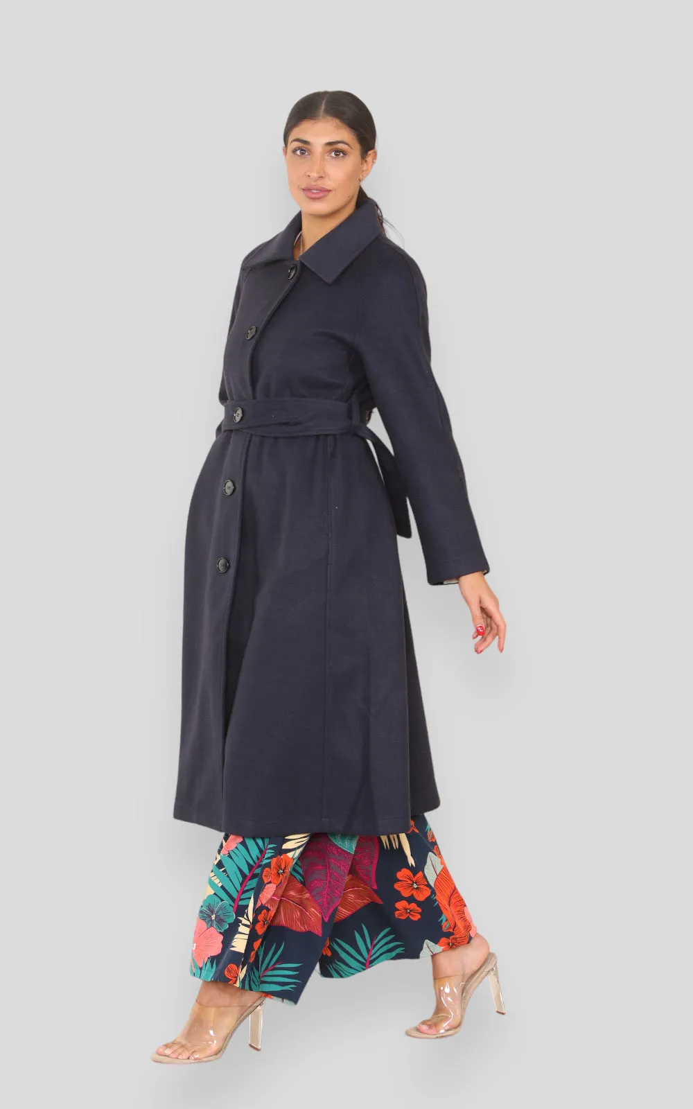 Women's solid Wool Blue Coat