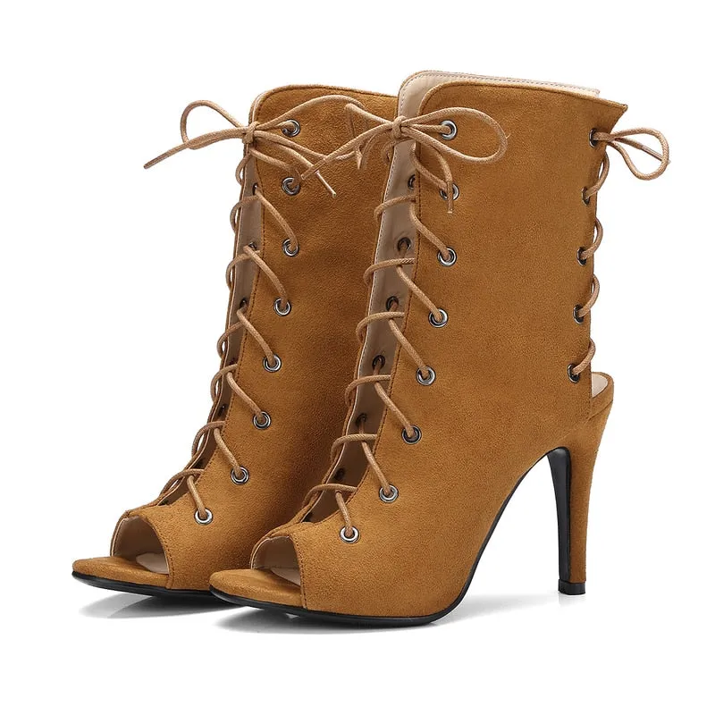 Women's Summer Fashion Cross-tied Lace-Up Comfort Hi-Heels Pumps