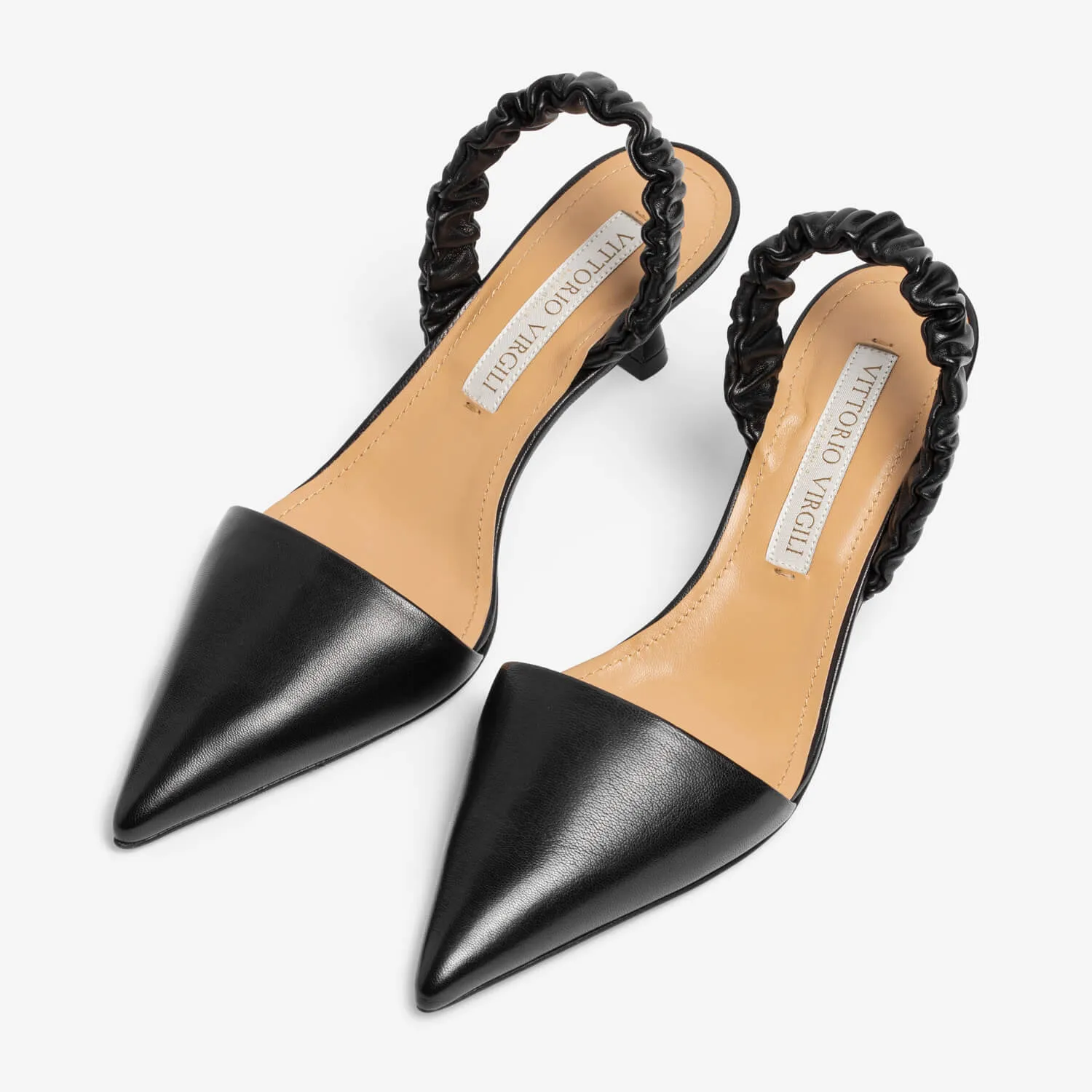 Women's tassel leather sling back décolleté