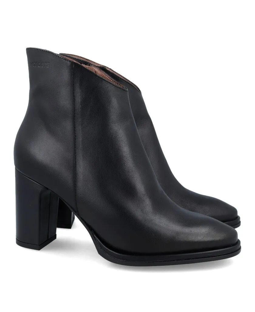 Wonders Ost M-5130 Black leather heel ankle boot