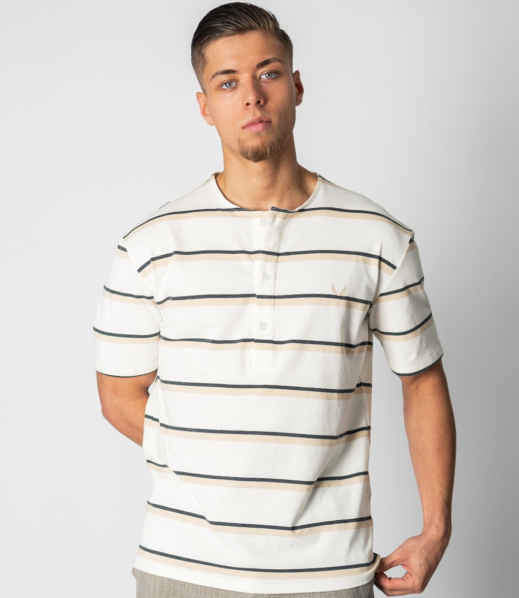 Zumo Oversized T-shirts BUXTON-3-STRIPE OffWhiteSandAnthra